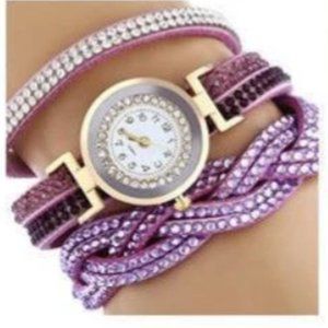 Purple Crystal Wrap Bracelet Watch - Unbranded